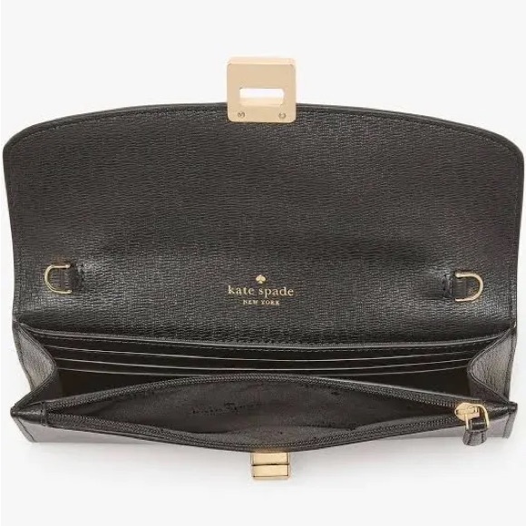 Kate Spade Black Leather Chain-Clutch Shoulder Bag or Crossbody - Picture 2 of 4